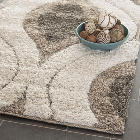 Safavieh Shag Power Loomed Round RugCream & Smoke 4 x 4 ft. SG461-1179-4R